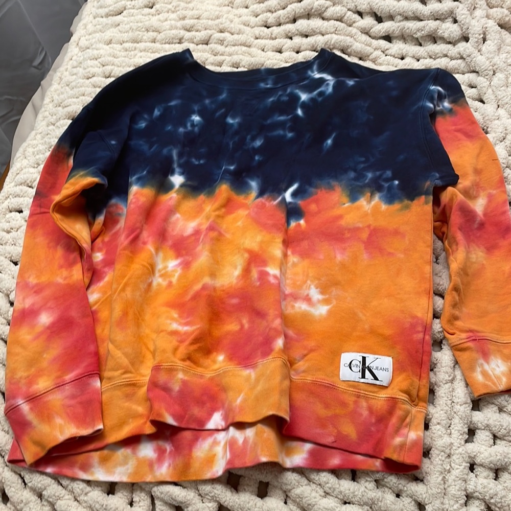 Calvin Klein tie dye crew neck sweater size Large